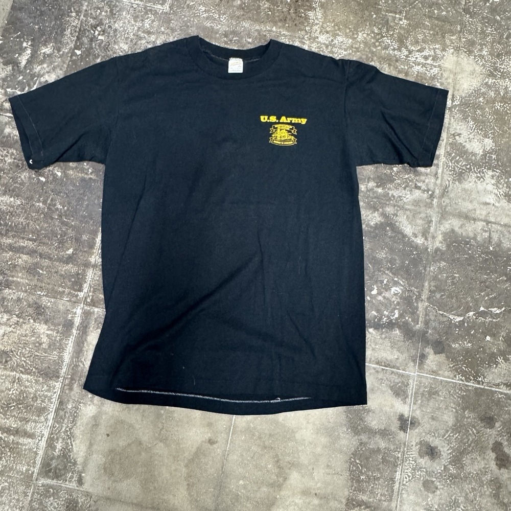 Vintage US Army T Shirt Single Stitch Black Size Large Sportswear Tag